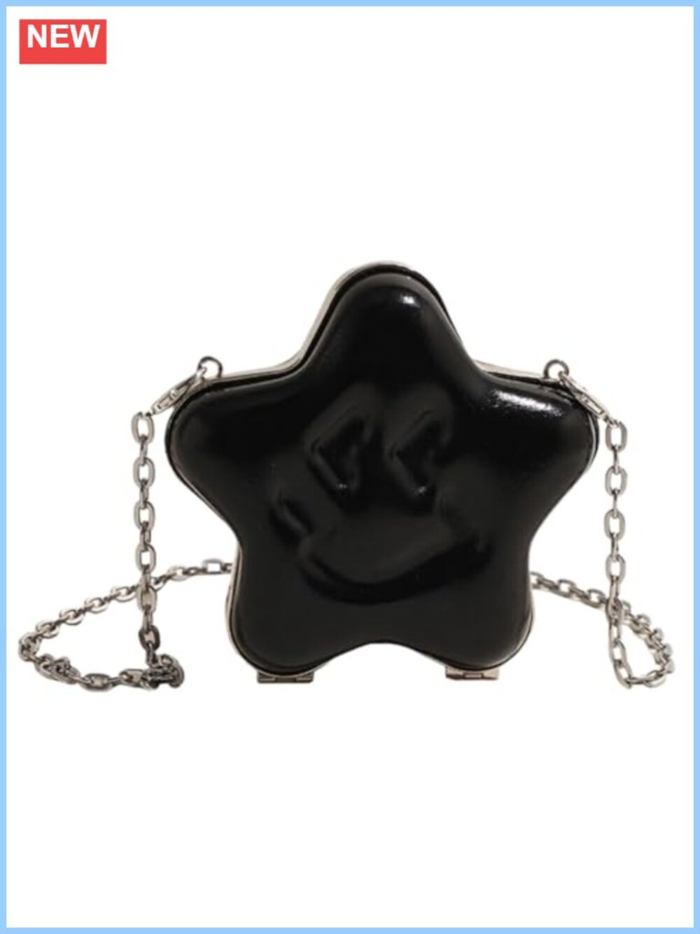 Mini Star Shape Crossbody Bag Chain Strap PU Leather Smile Purse Cute Cosmetic